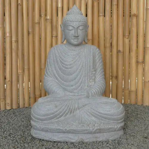 Product image of the product “Seated Buddha made of Riverstone in Dhyana position - gesture of meditation, H. 80cm. ”